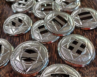 Large Silver Star Conchos with Bigger Slots (6 pieces)