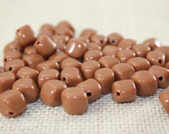Vintage Brown Acrylic Rounded Diamond Shaped Beads (24 Pieces)