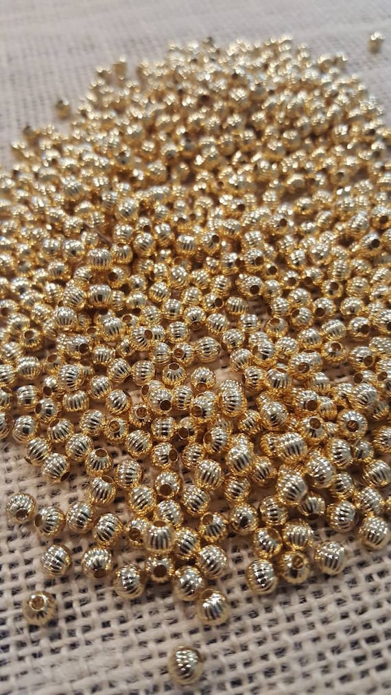 4mm Fluted Gold Brass Beads (100 Beads)