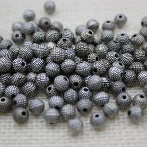 Antique Silver 6mm Round Sand  Spacer Bead (36 Pieces)