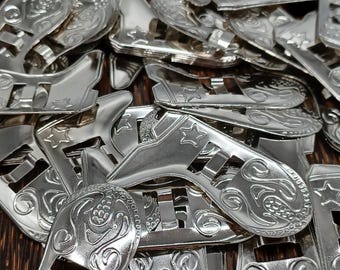 Conchos de bota de vaquero con borde curvo grabado (6 piezas)