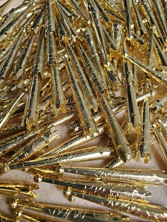 Engraved Gold 54mm Xtra Long Bolo Tips (10 Pieces)