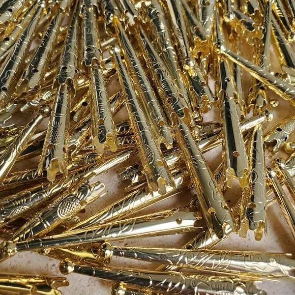 Engraved Gold 54mm Xtra Long Bolo Tips (10 Pieces)
