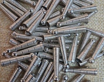 Puntas de bolo plateadas acanaladas de peso pesado estilo vintage (10 piezas) (Hechas de acero)