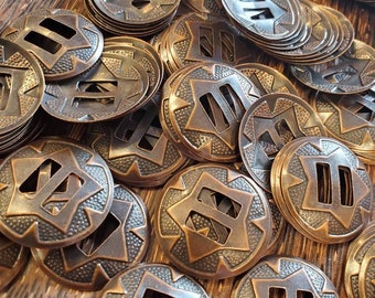 Antique Copper Round Star Conchos (6 pieces)