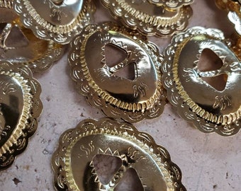 Gold tone Small Etched Southwestern Oval Conchos (6 pieces)