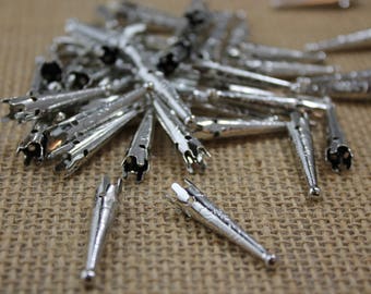 32mm Engraved Silver Bolo Tips (10 Pieces)