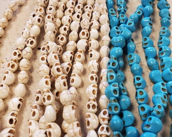 6 x 8mm Howlite Skull Beads (1 strand)
