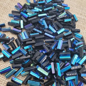 10 x 4mm Jet AB Atlas Tube Beads (100 pieces)