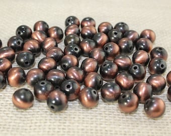 10mm Antique Copper Tone Acrylic Round Beads (36 Pieces) (1 strand)