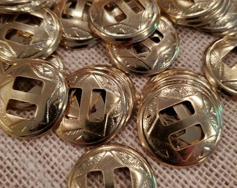 Small Gold Round Star Conchos (6 pieces)