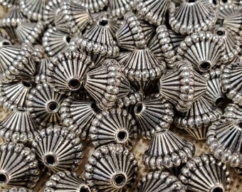 12 x 14mm Mushroom Bead Antique Silver (14 Pieces)