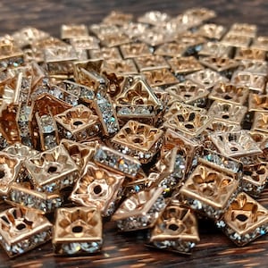 8mm Square Crystal Spacer Connector Beads (10 pieces)