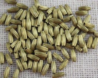 Raw Brass Gold Fluted 10mm Metal Tube Bead (36 Pieces)