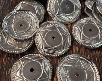 Large Silver Star Round Concho with Hole in Center (6 pieces)