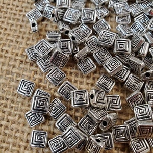 Pewter Flat Square Maze Beads (40 Pieces)