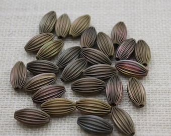 Raw Brass Corrugated 20mm Large Oval Bead (14 Pieces)