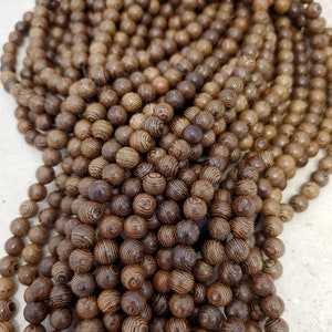 8mm Brown Wood Beads with Veins 50 pieces image 1