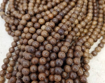 8mm Brown Wood Beads with Veins (50 pieces)