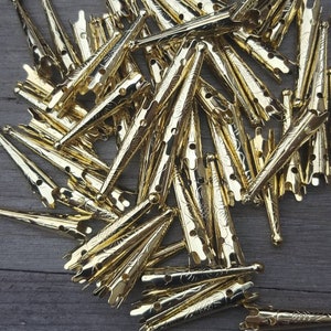 32mm Engraved Gold tone Bolo Tips (10 Pieces)