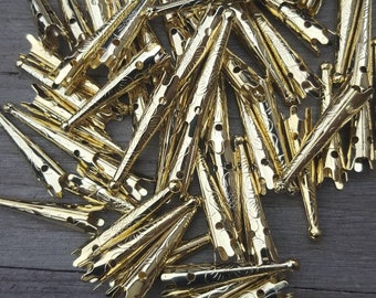 32mm Engraved Gold tone Bolo Tips (10 Pieces)