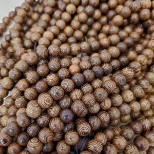 8mm Brown Wood Beads with Veins 50 pieces image 2