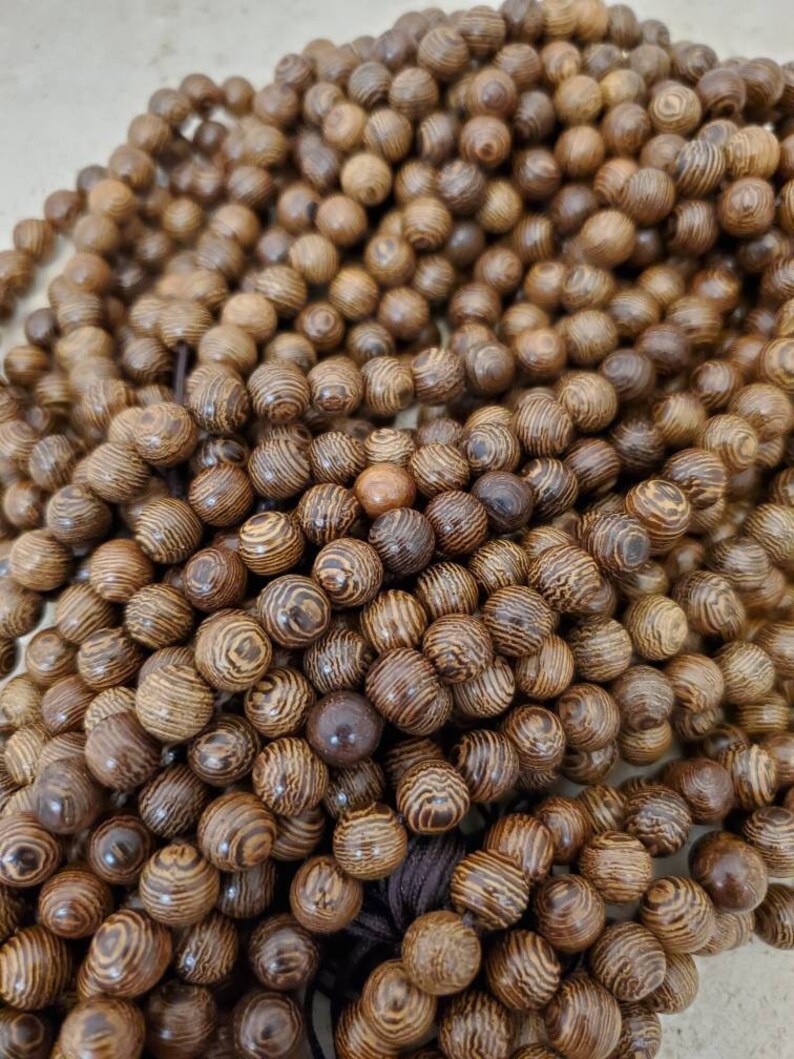 8mm Brown Wood Beads with Veins 50 pieces image 2