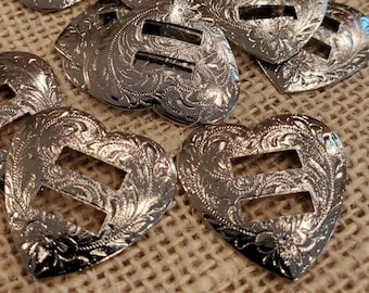 Small Heart Concho with Horizontal Slots (6 Pieces)