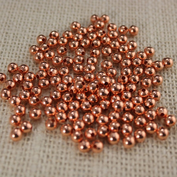 Perles rondes en cuivre véritable 100 % pur 4 mm