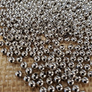 3mm Smooth Darker Silver Tone Brass Beads (100 pieces)
