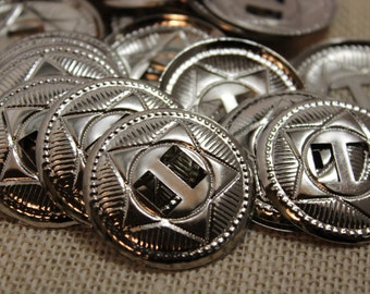 Large Silver Round Star Conchos (6 pieces)