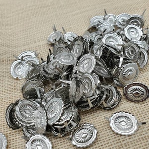 Small Silver Two Pronged Sunburst Oval Conchos (10 pieces)