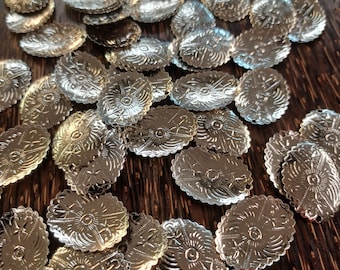 Silver Engraved Oval Concho Charms (10 pieces)