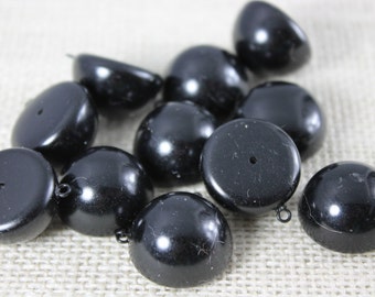 Vintage Black Flat Back Cabochon With Eye (6 Pieces)