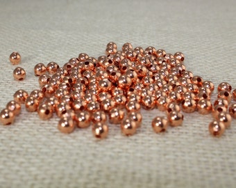 Genuine Copper 3mm Round Beads (100 Pieces)