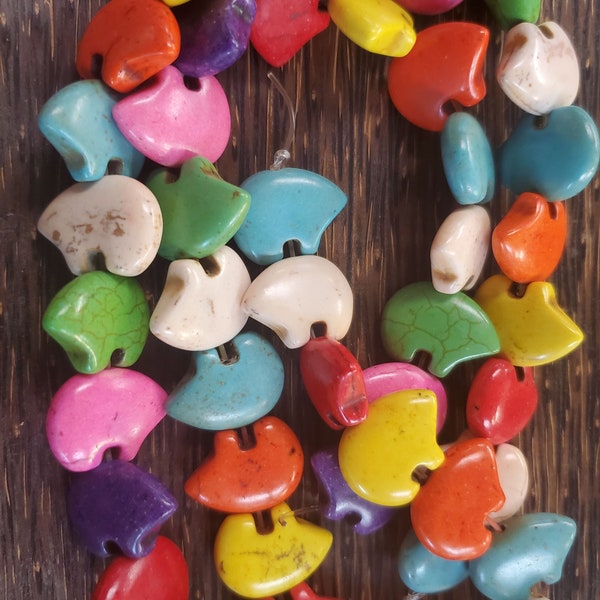 Multi Color Howlite Carved Zuni Bear Beads (26 Pieces)