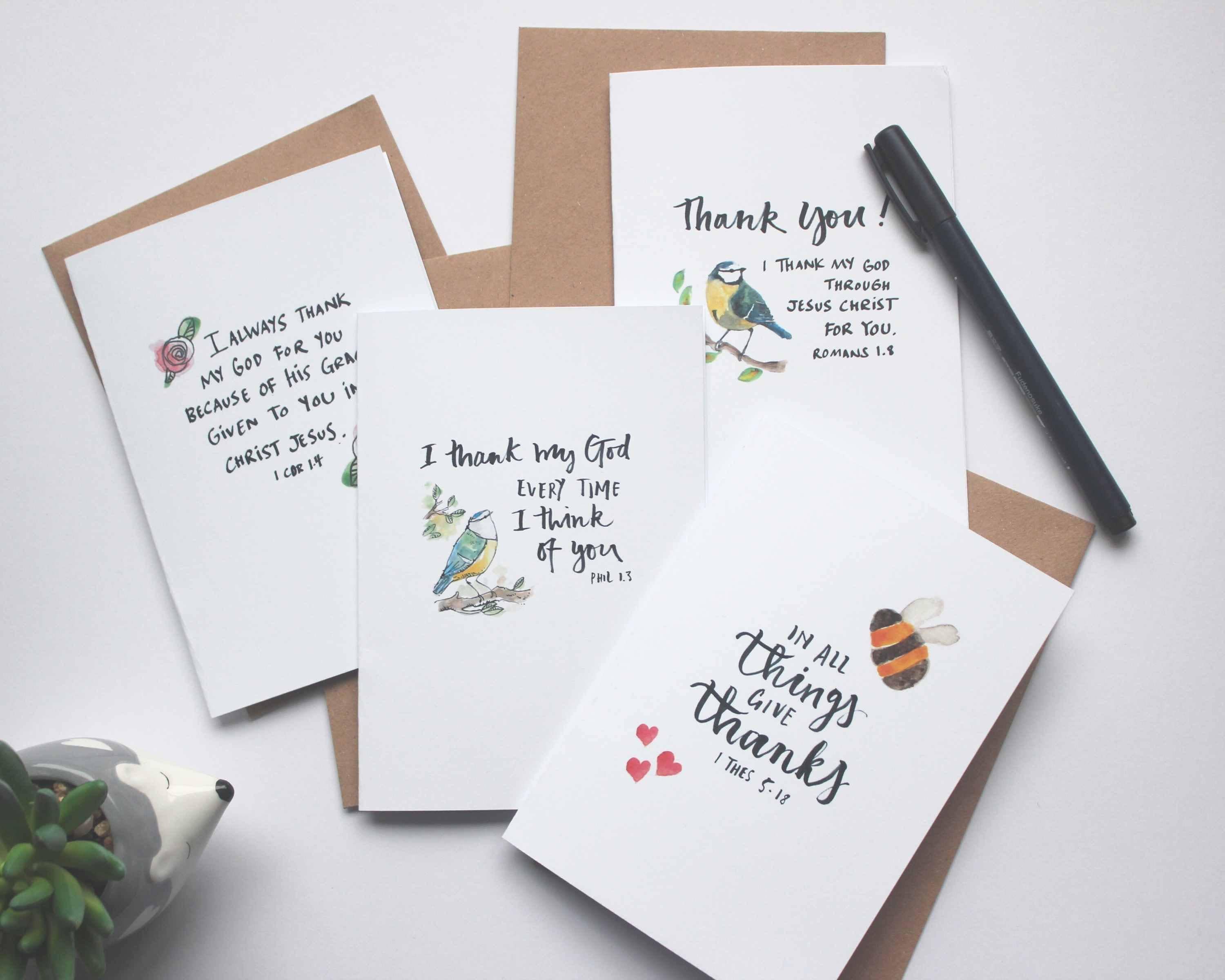 Thank You Cards Christian Note Cards Set of 4 Bible Verse Etsy UK