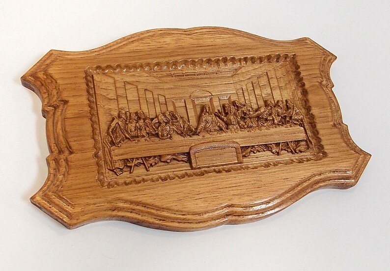 Last Supper Wood Carving Wall Plaque