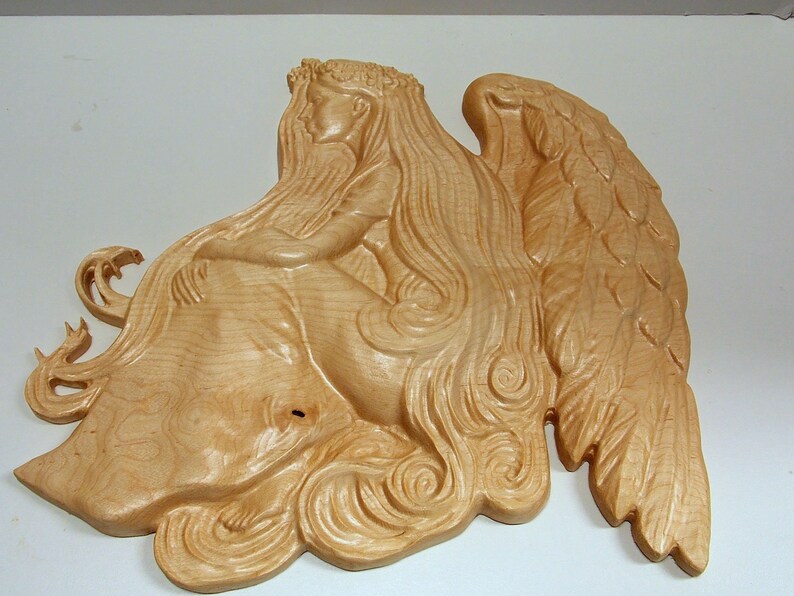 Angel Wall Decor Wood Art Wings Carving