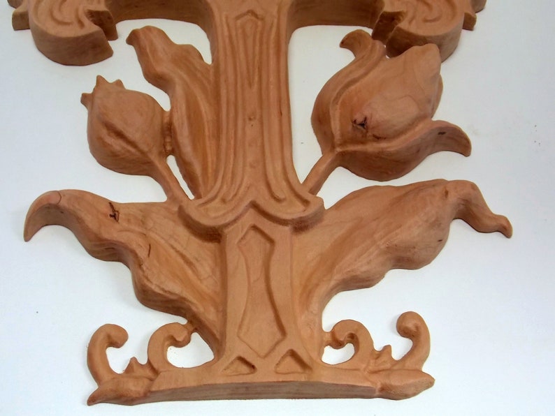 Wooden Letter T Wall Decor Tulip Flower Wood Carving Etsy