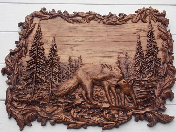 Animal Wood Carving Wolf Wall Art Wall Hanging Wolf Wood Etsy