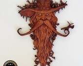 Wood Spirit Carving, Wooden Face Carving, Whimsical Old Man, Father 39 s Day Gift - Size 9 quot (W) x 12 quot (H) x 1.25 quot
