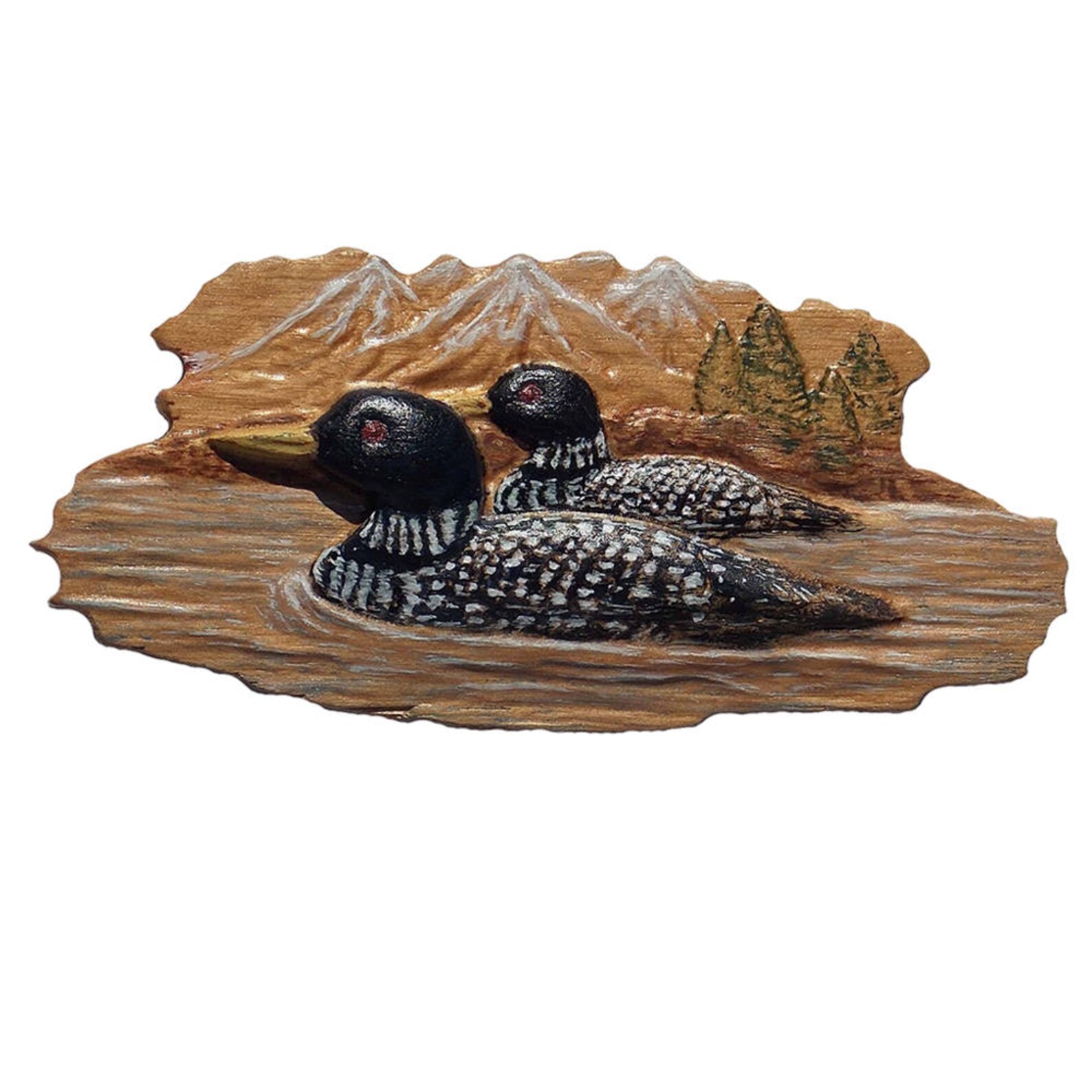 Loon Lake Wall Art Hand Painted Wooden Carved Cabin Decor Etsy