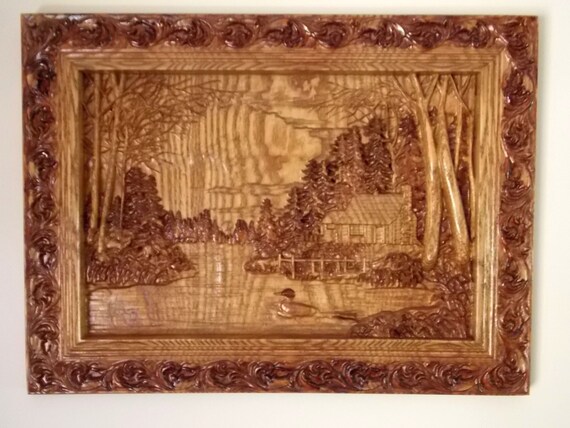 Cabin Wall Decor Wood Carving Wall Art Wood Wall Art Cabin Etsy