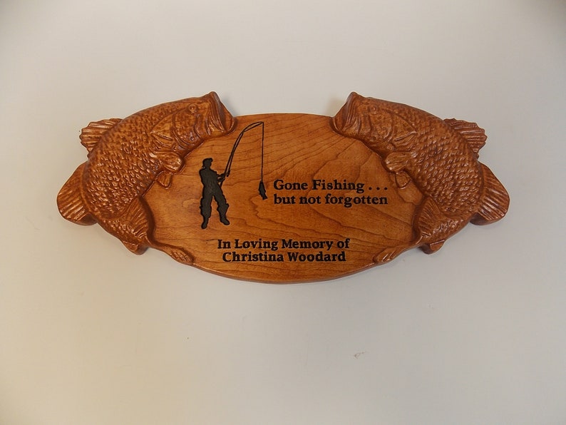 Fishing Memorial Plaque for Female Gone Fishing but not | Etsy