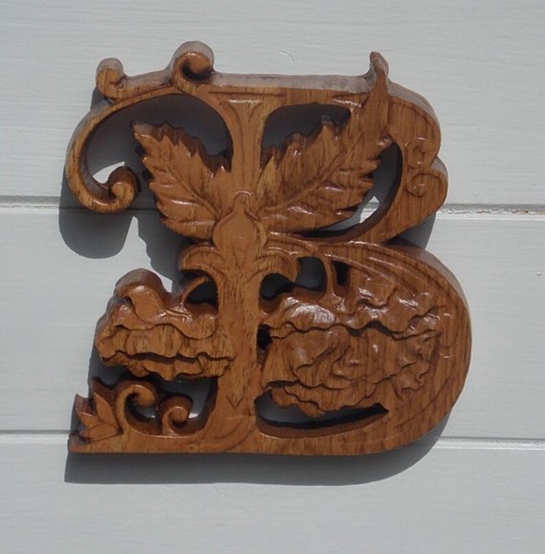 Wood Letters Wooden Letters for Wall Wood Carving Letter B Etsy