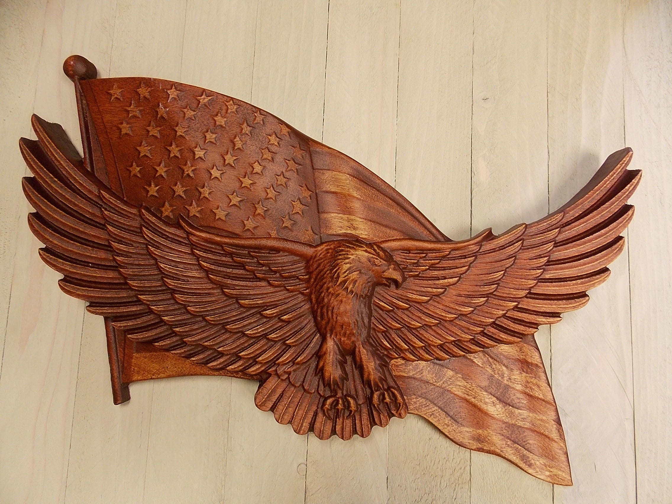 Bald Eagle with American Flag WOOD WALL ART Bald Eagle Wood Etsy