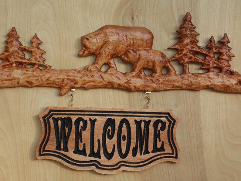 Bear Family Name Sign WOOD WALL ART Sign Personalized Etsy