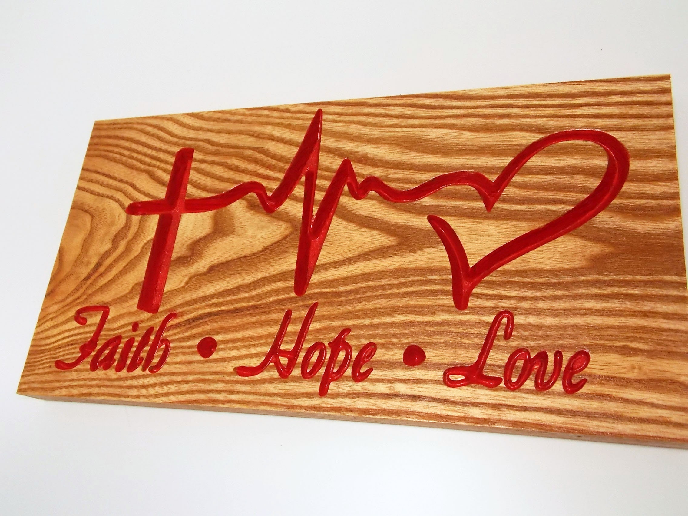 Faith Hope Love Wood Wall Art Symbol Wood Carving Wall Etsy