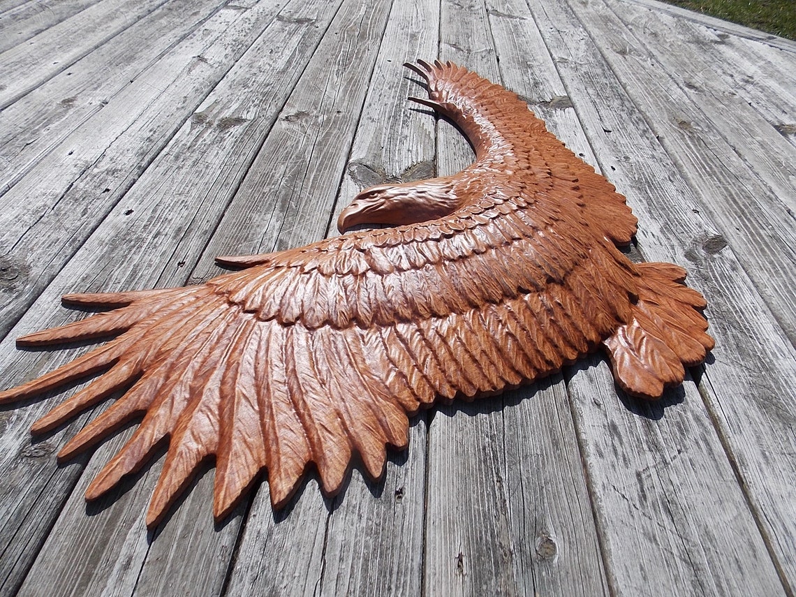 Bald Eagle Wood Wall Art Bald Eagle Wood Carving Wood Wall Etsy